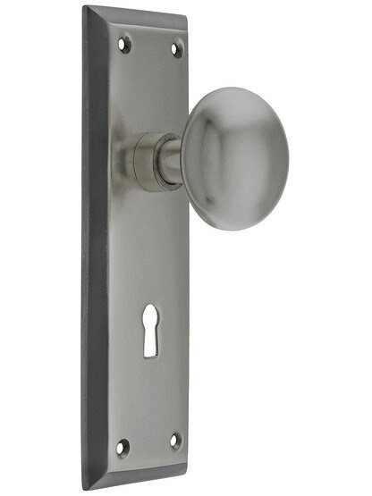 New York Style Door Set With Classic Round Knobs in Antique Pewter Finish.